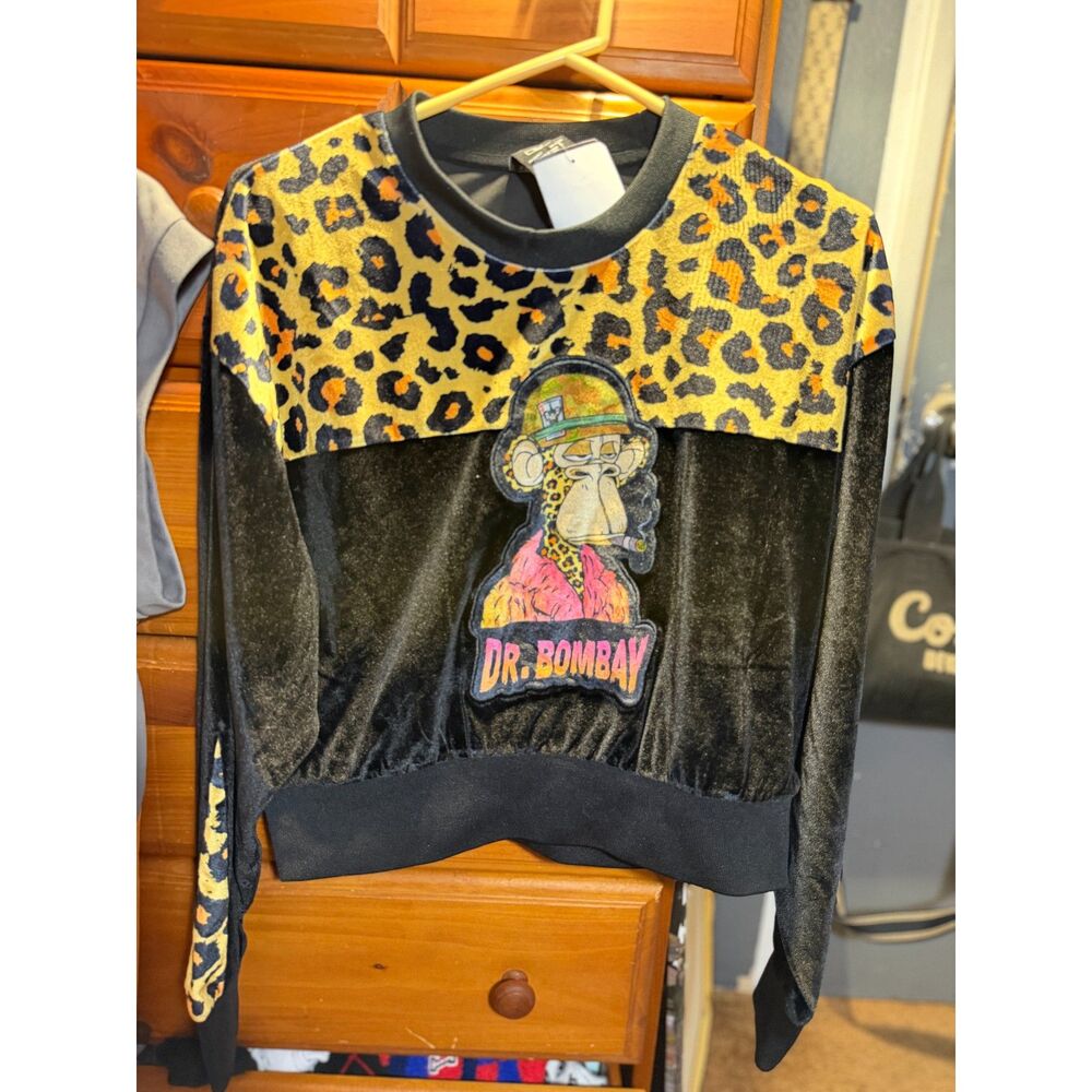Death Row Records Crooks & Castles Dr. Bombay Leopard Velour Crewneck
